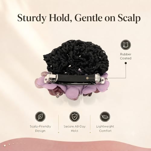 4-Piece Flower Hair Bun Covers with Clips & Mesh Net