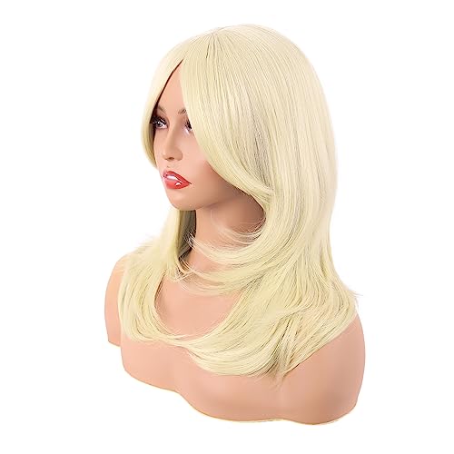 MapofBeauty 20 Inch Light Blonde Layered Straight Wig