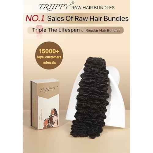 TRIIPPY Real Raw Burmese Curly Bundles Human Hair,100% Burmese Raw Hair Sew in Weave Single Bundle,Triple The Lifespan Over Regular Virgin Hair Bundle,No.1 Raw Hair Brand On Amazon(22 Inch)