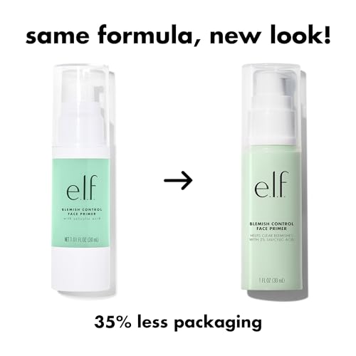 e.l.f. Blemish Control Face Primer, Soothing & Hydrating Makeup Primer For Fighting Blemishes, Grips Makeup To Last, Vegan & Cruelty-free, Large