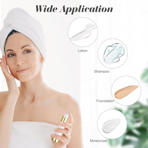 15 Pcs 0.34oz/10ml Airless Pump Bottle Refillable Vacuum Pump Bottles Travel Size Cosmetic Container for for Lotion Cream Moisturizer Facial Serum (Pack of 2)