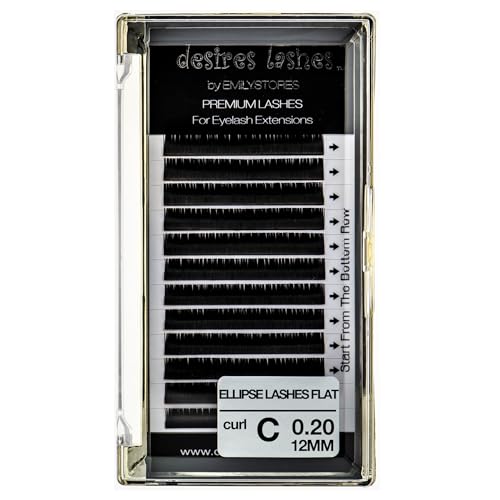 Ellipse Flat Eyelash Extensions 0.20mm C Curl 12mm