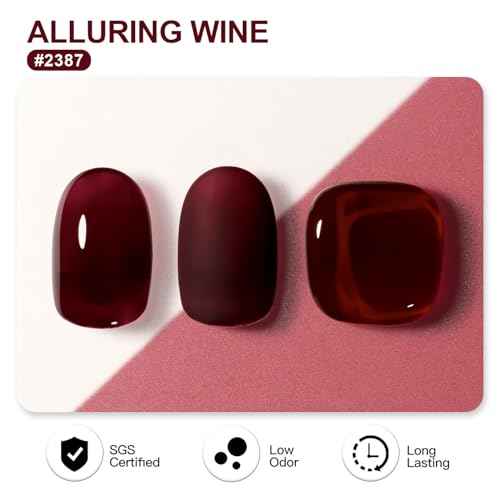 GAOY Dark Red Gel Nail Polish, 16ml Soak Off Gel Polish, UV Light Cure for Nail Art DIY Manicure at Home, 2387 Alluring Wine