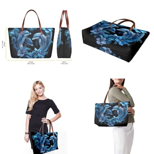 GIFTPUZZ Women Top Handle Bags Handbags with Zipper Leather Wallet Cash Card Phone Holder and Makeup Bag Set 3pcs