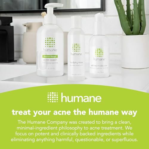 humane Regular-Strength Acne Wash, Clarifying Toner and Oil-Free Moisturizer Bundle - 5% Benzoyl Peroxide Acne Treatment