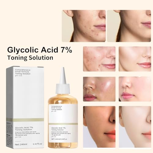 Glycolic Acid 7% Serum Toner, Facial Exfoliation Toning Solution Rejuvenate Your Skin Astringe Pores Solution for Blemishes and Acne. (100 ML)