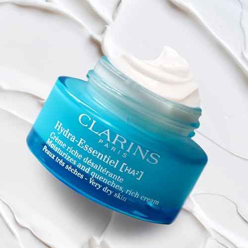 Clarins Hydra-Essentiel Rich Cream|Intensely Hydrating Moisturizer|60 Seconds to Plumper Skin*|Nourishes, Softens and Soothes|Double Dose Hyaluronic Acid|Very Dry Skin Type|1.7 Ounces