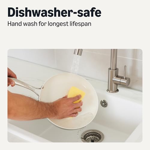 Amazon Basics Linen Gray Ceramic Nonstick Cookware 8-Piece Set - Oven & Dishwasher Safe, Induction Compatible