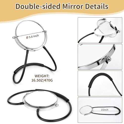 Dual-Sided Neck Mirror with 5X Magnification & 360° Swivel