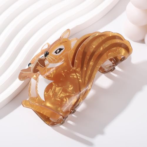 Autumn Squirrel Shape Hair Claw Clip Colorful Animal Non-Slip Hair Accessories for Medium Hair Women Girls