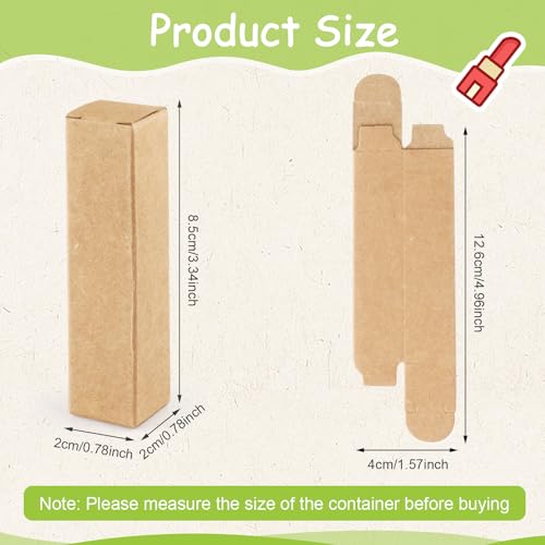Kraft Lipstick Boxes 100 Pack - 0.78x0.78x3.34" Lip Balm Packaging