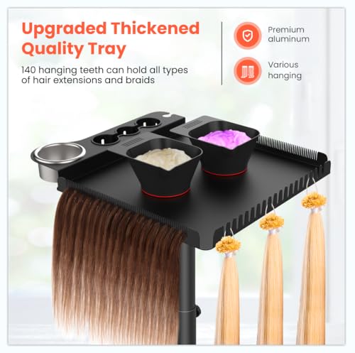 TASALON Black Salon Rolling Cart with Magnetic Dye Bowls