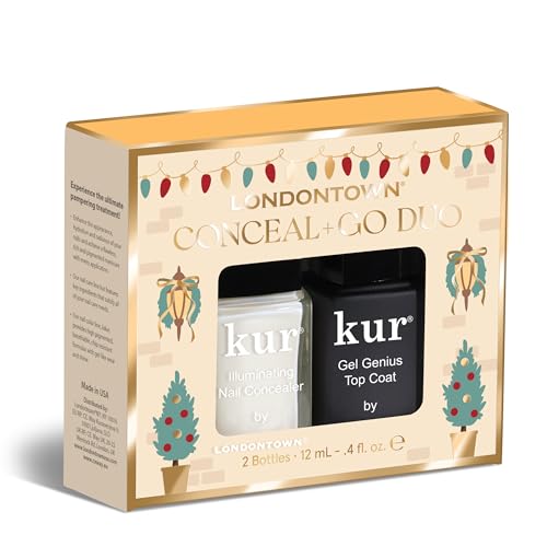 LONDONTOWN kur Original Nail Conceal & Go Duo Set, Includes Original Nail Illuminating Concealer & Gel Genius Top Coat, 2 Piece Set, 0.4 Fl Oz