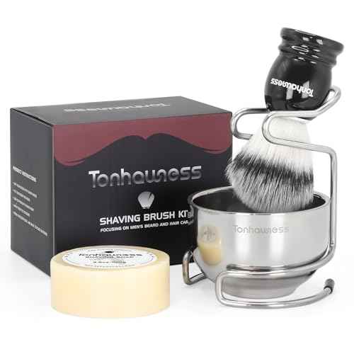 Shaving Brush Kit for Men, 4 in 1 Shaving Brushes Set Includes Nylon Bristle Shave Brush, Shaving Bowl & Stand and Shaving Soap Kit for Men¡¯s Shave Gift