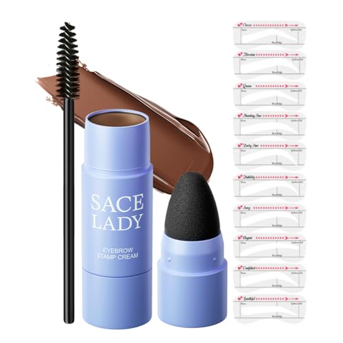 Eyebrow Stamp Kit with 10 Stencils & Waterproof Brow Cream