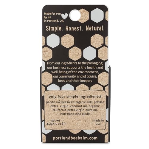 Portland Bee Balm Solar Eclipse All Natural Handmade Beeswax Based SPF 15 Lip Balm, 3 Count
