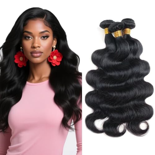 Natural Black Body Wave Human Hair Bundles - 10A Brazilian Hair