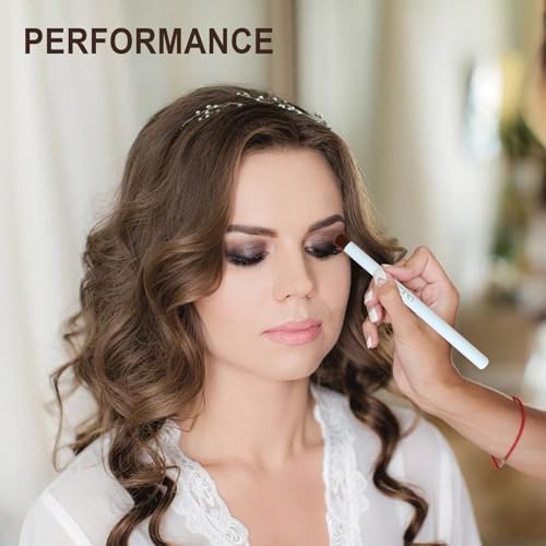 Makeup Brushes Set 12Pcs Professional Kabuki Foundation Eyeshadow Blush Blending Lip Full Face Cosmetic Kit W/Makeup Brush Set with Holder(White)