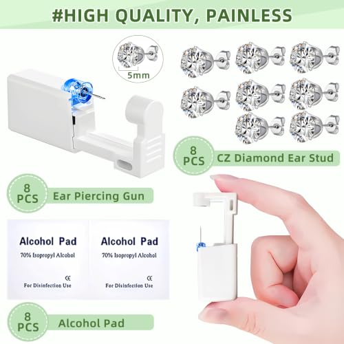 24-Piece Ear Piercing Kit with Guns, Earrings & Cleaning Pads