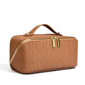 Leather Makeup Travel Bag with Dividers & Handle