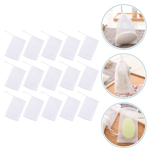Zerodeko Soap Bags 100 Pack - Mesh Foam Pouches White