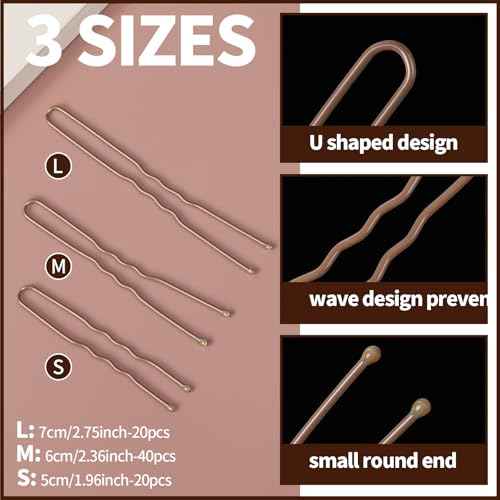 Teenitor Hair Nets For Buns, 3 Sizes Hair Bun Nets For Ballet Girls(12, 20, 28 Inch), 80pcs U Shape Bobby Pins and 40pcs Hairnets For Dance Buns Maker, Tan Brown