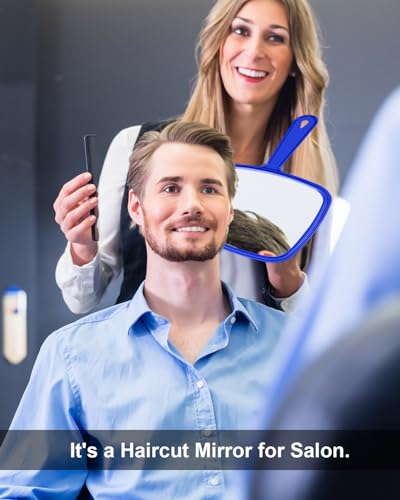 PROTECLE 10.3" L x 7.4" W Handheld Mirror, Salon Barber Hairdressing, Blue
