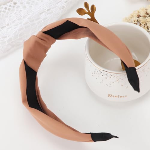 DRESHOW Knotted Headbands for Women - 4 Pack Solid & Patterned Wide Boho Hair Accessories, Non-Slip Fit for Girls & Women, Version 2 Solid + 2 Patterned