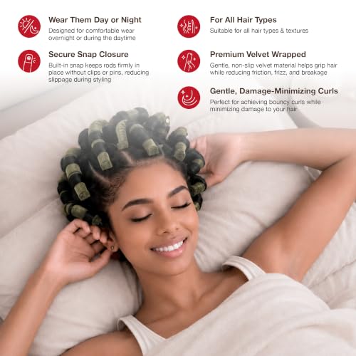 Velvet Flexi Rods Heatless Curlers 1" Green, 3 Count by Red by Kiss