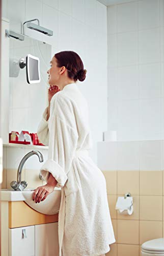 JiBen 5" White 10X Magnifying LED Lighted Makeup Mirror with Suction, 360° Rotation