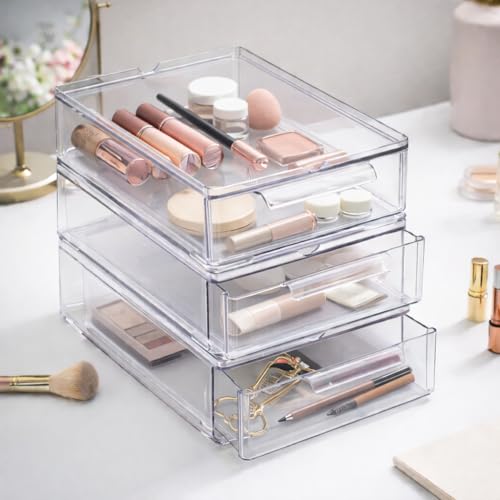 BINO Clear Stackable Storage Drawers 3-Pack Small