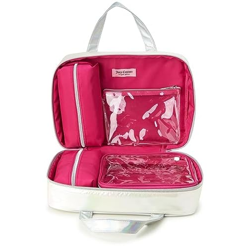 Juicy Couture Iridescent Makeup Bag Cosmetics Organizer Travel Essentials Weekender Iridescent