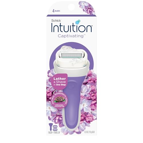 Women's Shaving Razor Kit with Moisturizing Cocoa Butter - 4 Blades, Pivoting Head