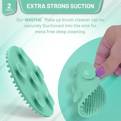 Green Silicone Makeup Brush Cleaner Mat 2 Pack - Deep Cleaning & Travel-Friendly