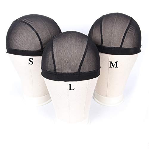 Mesh Dome Wig Caps 6 Pack - Breathable Spandex Black S