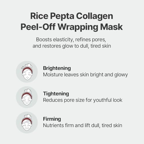 NACIFIC Rice Pepta Collagen Peel-Off Wrapping Mask 2.46oz 70g, Facial Mask Pack, Firming, Elasticity, Pore Minimizing, Glowy Glass Skin, Korean Skincare