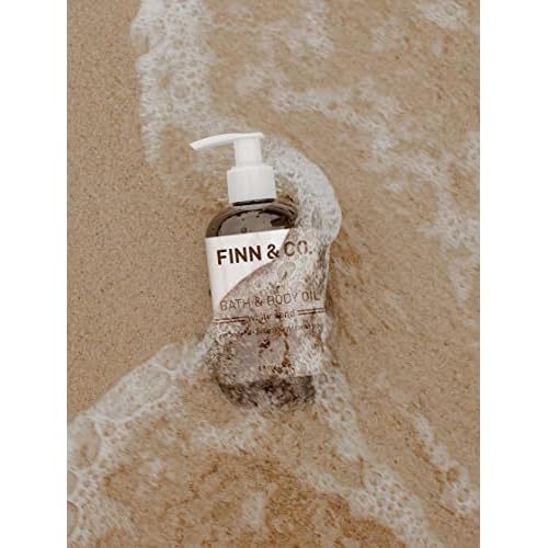 FINN & CO. White Sand Bath & Body Oil - Lightweight & Moisturizing Formula with Jojoba & Apricot Oils - Fast Absorbing, Paraben Free, Cruelty Free - Beach Inspired Fragrance | 8 oz