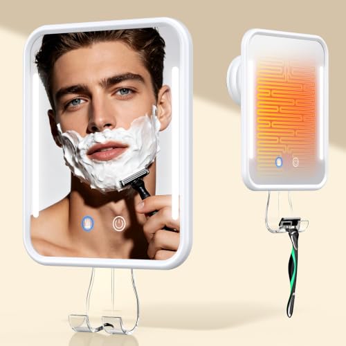 Gospire Heated Shower Mirror with Light, Fogless Anti-Fog 5000mAh