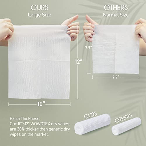 Disposable Face Towel Biodegradable Large Dry Face Wipes 240 Count/4 Box Extra Thick Soft Clean Facial Towels for Sensitive Skin, Makeup Removing, Facial Cleansing, Nursing, Travel, 10"¡¿12"
