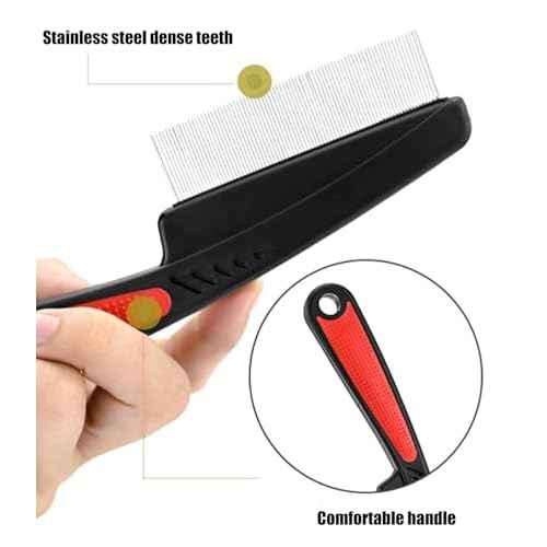 Dandruff Comb Fine Tooth Scalp Detox Comb Lice for Women, Men & Kids Stainless Steel Scalp Detoxing, Sweep & Massage Hair Brush Tool for Hair Care (Brown+Red)
