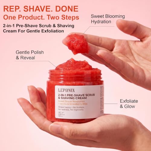Women's 2-in-1 Pre-Shave Scrub & Shaving Cream Kit with Razor & Aftercare