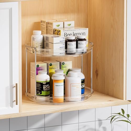 LAMU 10.6in Rotating Makeup Organizer - 2 Tier Lazy Susan for Vanity