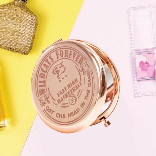 KEYCHIN Troy Bolton Musical Pocket Mirror Musical Theatre Gifts East High Basketball Compact Makeup Mirror School Music Merch (High Basketball-RG)