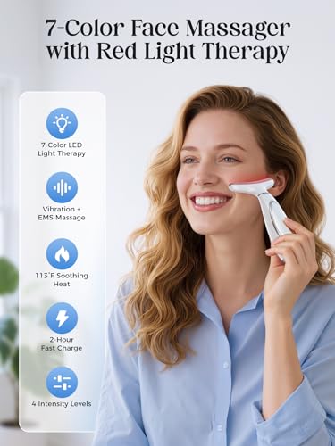 7-Color Red Light Therapy Device for Face & Neck - Anti-Aging Massager
