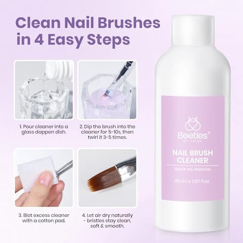 Beetles Nail Brush Cleaner & Conditioner Kit - 85ml with Glass Dappen Dish