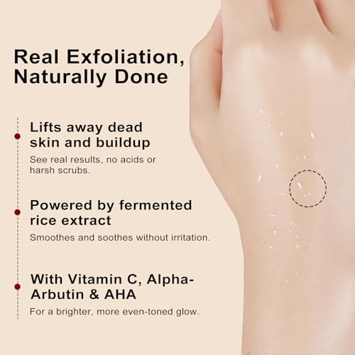 White Rice Peeling Ampoule Exfoliating Serum 80ml, Peel Shot Glow Exfoliating Face Serum, Soft Exfoliating Body Scrub Dead Skin Cells, Whitehead Blackheads Remover for All Skin Types korean skin care