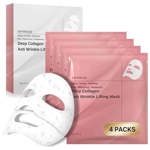 Korean Overnight Collagen Face Mask (4 PACKS) - Hydrating Deep Collagen Mask for Women - Anti-Aging Bio-Collagen Real Deep Mask - Glass Skin Facial Treatment
