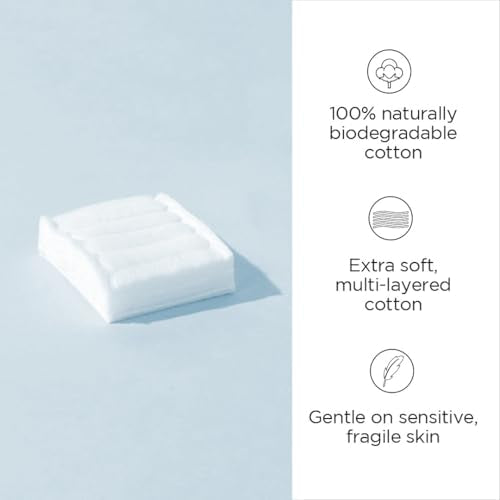 Diane 100% Pure Cotton Squares for Makeup Removal & Skincare - 160 Count
