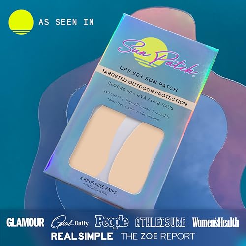 Sun Patch, Reusable Under Eye Sunblock Patches, 100% Silicone Sunscreen Under Eye Patches for UV Protection, Face Stickers with UPF 50, 1 Pack/4 Pairs, Sunkiss (Nude) (Golf, Surf, Swim, Ski & Snow)