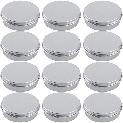 12 Pack 2 Oz Aluminum Tin Jars with Screw Lids for Cosmetics